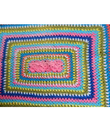 Vintage Handmade crochet / knitted Multi colored Afghan throw blanket MINT - £12.50 GBP