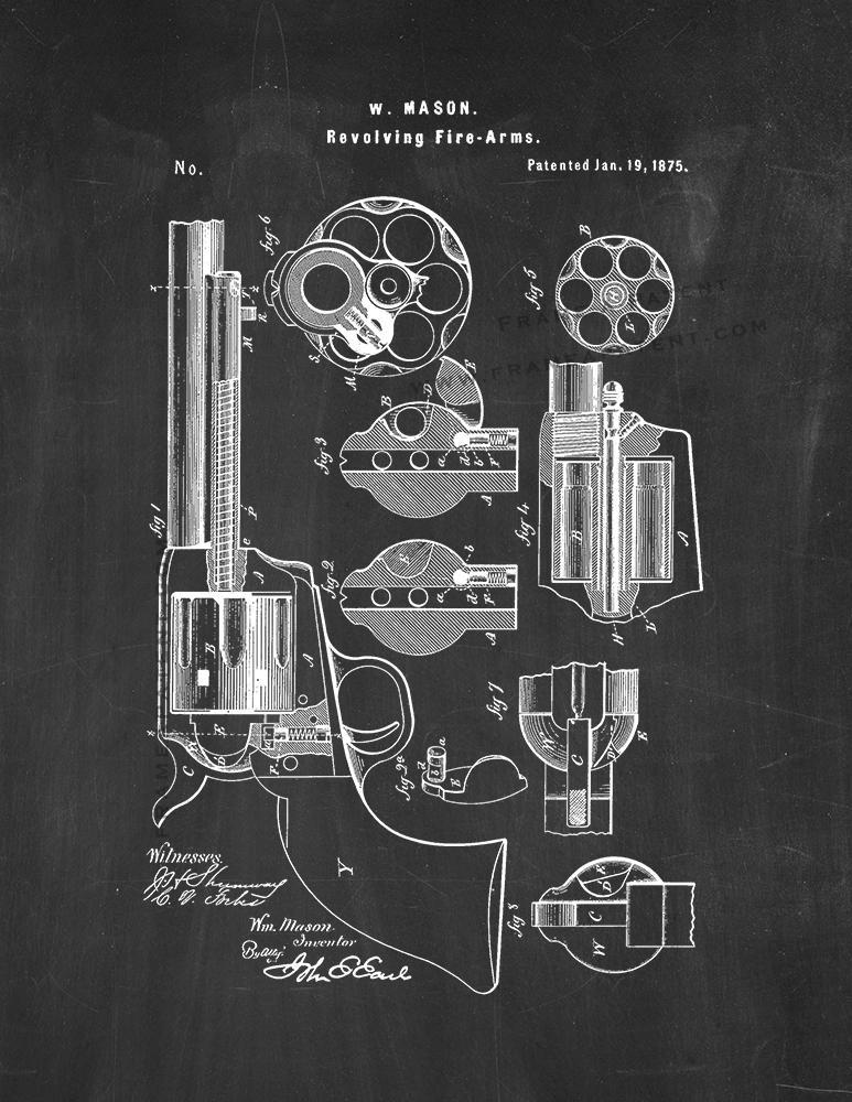 Mason Revolving firearm Patent Print - Chalkboard