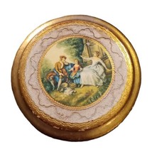 Vintage Round Wood Gold Rim Frams Victorian Wall Picture Handmade in Italy 7” - £18.07 GBP