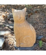 Vintage Folk Art Cat Wood Carving Statue Figure Whimsical Whittled Kitty... - $48.94