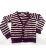 Burberry Sweater Kids Girls Small Plum Purple Gray Striped Cardigan Butt... - $94.10 CAD
