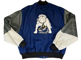 Vintage Long Beach Ice Dogs Hockey Varsity Bomber Jacket Spike Wool Leather XXL - £58.83 GBP