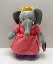 Queen Celeste Babar The Elephant Plush 12&quot; Yottoy Toy Stuffed Animal Pink Dress - £23.96 GBP