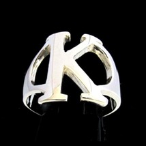 Initial Kappa Sterling silver ring Greek alphabet capital letter K high polished - £37.56 GBP