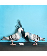 Handcrafted Polyresin Pigeon Pair Sculpture, a Symbol of Tranquility and... - £49.41 GBP