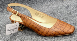 Liz Claiborne Shoes Women Size 7 M Croc Cognac Heel  2” Forbes Pumps Sandals - £18.98 GBP