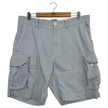 Polo Ralph Lauren Shorts Mens 38 Blue White Seersucker Cargo Chino Beach... - $27.71