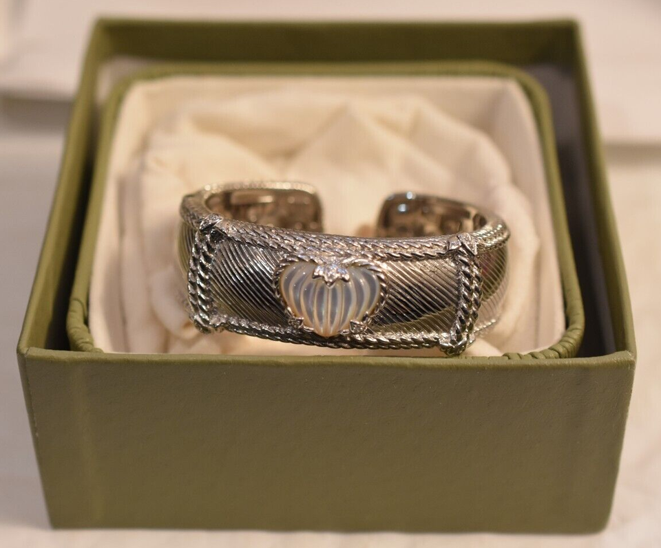 "NEW" Judith Ripka 925 Silver Cubic Zirconia Mother of Pearl Cuff Bracelet (72.7 - $257.13