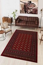 LaModaHome Area Rug Non-Slip - Red Classical Soft Machine Washable Bedroom Rugs  - £24.74 GBP+