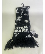 Disney Star Wars Black and White Tie Fighter Scarf With Fringe Adult Uni... - £15.93 GBP