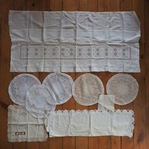 Vintage Lot of 9 Crocheted Doilies Table Coverings Runners Placemats - £48.76 GBP