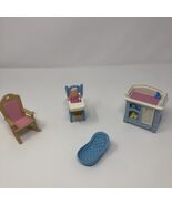 Fisher Price Loving Family Baby With High Chair, Chair, Bathtub&amp;changing... - $39.33