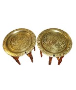 Moroccan brass tray table -Moroccan coffee brass table -Moroccan brass e... - £131.66 GBP