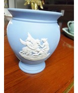 “Wedgwood” England blue Jasperware vase, white Greek cameo decor,  4&quot; ^^ - €39,67 EUR