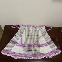 Vintage Crochet Half Apron Cream and Purple - £8.67 GBP