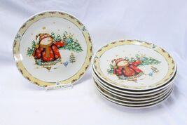 Home Snowman Outing Debi Hron Christmas Dinner Plates 10" Lot of 8 Xmas - $36.25