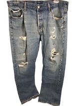 Levis 501 Mens 40X32 Thrashed Button Fly Denim Jeans Grunge AS IS Y2K 20... - $59.39