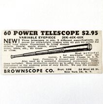 1947 Brownscope Co 60 Power Telescope Advertisement Vintage Astronomy E8G - €17,28 EUR
