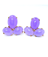 Natural Jade Solid 14K 14ct Earrings 1980s Handmade Lavender Jadeite Ear... - €4.447,11 EUR