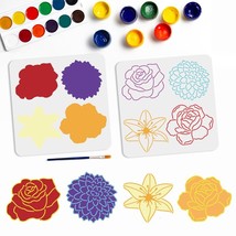 Flower Power Stencil Set: 2 Layered Rose Lily Stencils, 4 Floral Types, Reusable - £20.59 GBP