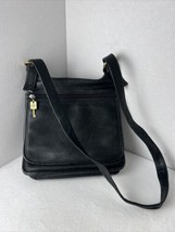 Fossil Classic #75082 Black Leather Crossbody Shoulder Bag Very Good Cond - £15.10 GBP