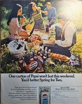 PEPSI-COLA-Spring for two-Picnic-Friends-Summer-Cooler-1971 Vintage Prin... - $9.50