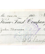 1912 Kineo Trust Company Bank Check E.A. Sampson Dover Maine Signed 992 ... - €17,15 EUR