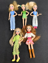 5 Piece lot 4&quot; Polly Pocket Doll Figures Rooted Hair Female 2008 - $24.74