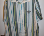 Walt Disney Parks The Haunted Mansion Striped SS Dress Shirt Size Adult ... - £27.08 GBP
