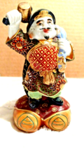 Japanese Kutani Porcelain Daikoku Lucky God Figurine Figure Rice Barrel Mice Mk - £173.98 GBP