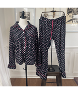 Lucky Brand Women’s 2pc Long Pajama Set Black Pink L - $536.67 MXN