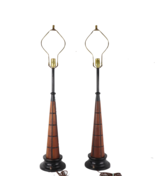 Vtg 60s Mid Century Modern MCM Gruvwood Walnut Wood Metal Table Lamps Li... - $13,060.74 MXN