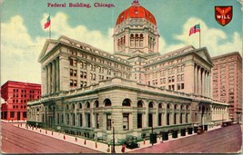 Vtg Postcard 1911 Chicago Illinois IL Federal Building - I Will Shield Crest  - £3.07 GBP