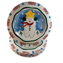 Hausenware Snowman Salad Plates Mary Jane Mitchell Handpainted Christmas... - $22.52