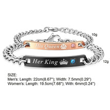 Couples Friendship Her King His Queen Stainless Steel Lobster Bracelet - £11.90 GBP