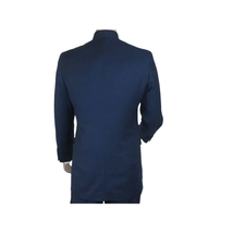 Men Apollo King Banded Collarless suit Mandarin 5 Hidden Button Panel AG52 Navy image 6