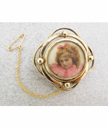 Victorian Mourning Brooch Pin Hand Painted Girl&#39;s Face Hair Under Glass ... - $6,547.32 MXN