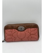 Fossil Vintage Coral Key-Per Long Zip Around Full Zip Wallet - $15.00