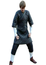 Thick Padded Black Color Jacket Viking Gambeson Medieval Costume Full Sleeves - £62.46 GBP+