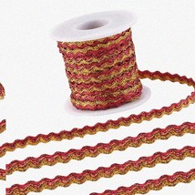 SparkleWave Duo-Tone Ric Rac Ribbon: 16.4Yds Red &amp; Gold Metallic Trim fo... - $500.81 MXN