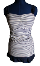 Blue &amp; White Striped Ruched sides Tankini Top Size M - £6.75 GBP