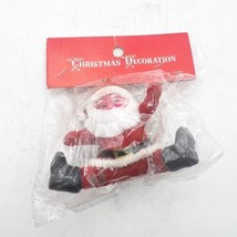 Vintage Christmas Flocked Santa Chenille Beard Ornament Figurine Split - £11.84 GBP
