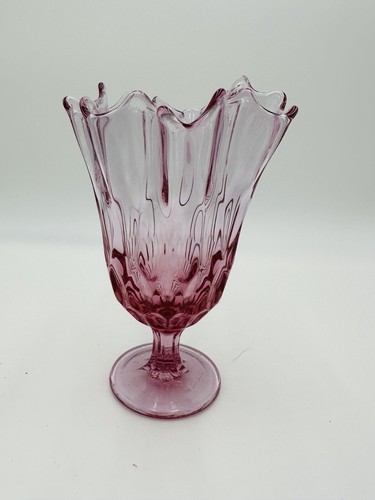 Fenton Vase Lily’s Of The Valley Art Glass Colonial Purplish Pink Standi... - $31.50