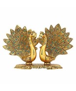 Peacock Statue showpiece for Home decor &amp; Fengshui Vaastu gift gold 6&quot; - £29.87 GBP