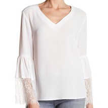 Harve Benard Women&#39;s White Lace Bell Sleeve Blouse size L NWT MSRP $79.50 - $23.19