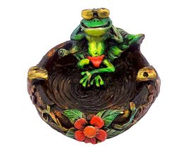 Chill Frog 3D Round Ash Tray Cigarette Burner Incense Stick Holder Funny Animal  - £19.77 GBP