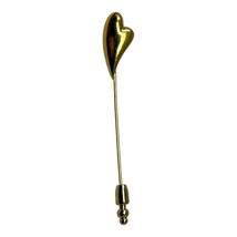 Vintage Crown Trifari Gold Tone Puffed Heart Stick Pin Signed - £10.58 GBP