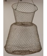 Vintage Metal Wire Basket Collapsible Fishing Catch Fish Keeper Hanging ... - £23.63 GBP