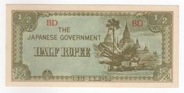 Burma, 1/2 Rupee, Japanese Government Military Issue, 1942, UNC - $13.01