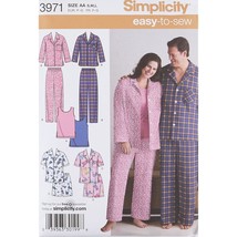 Simplicity Easy To Sew Men and Women&#39;s Matching Pajamas Sewing Patterns, Sizes S - $17.99